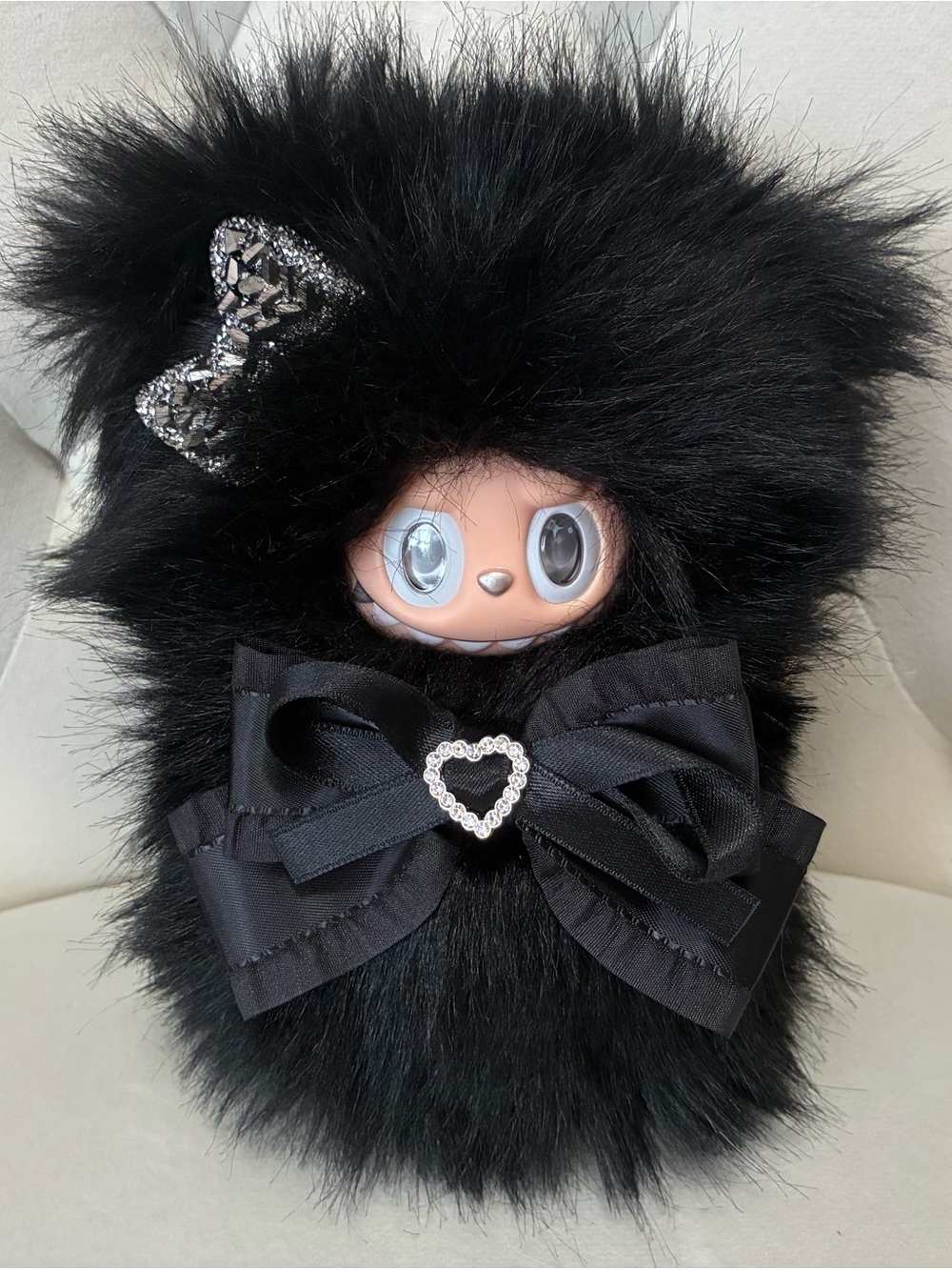Fluffy black labubu bear -  New, high-quality custom